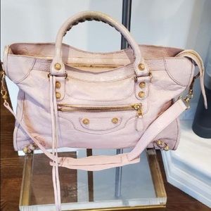 Balenciaga pink leather satchel